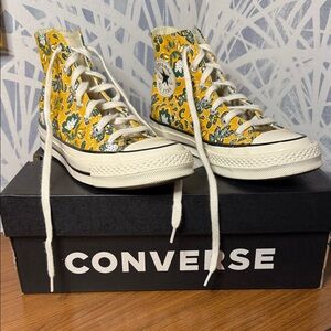 Converse Yellow and Green Patterned High-Tops
